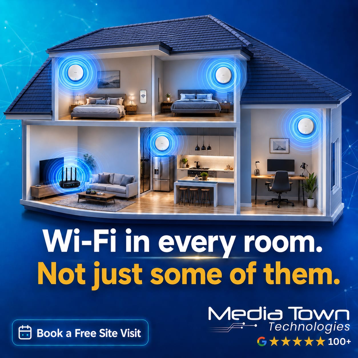 House diagram showing Wi-Fi coverage in every room